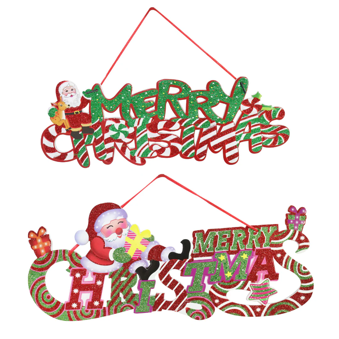 Merry Christmas Plaque 42cm Assorted