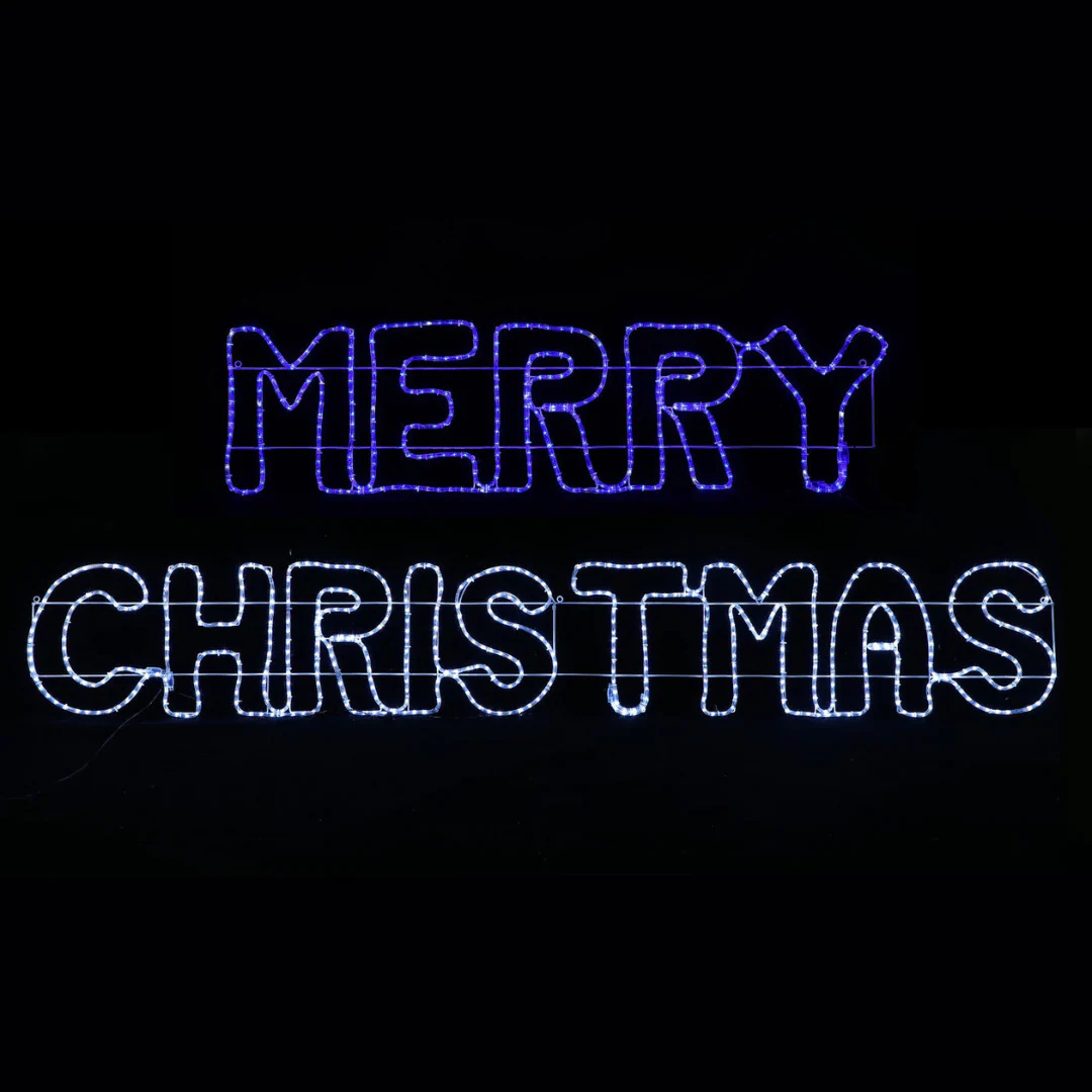 Merry Christmas Sign Blue White 2.73m