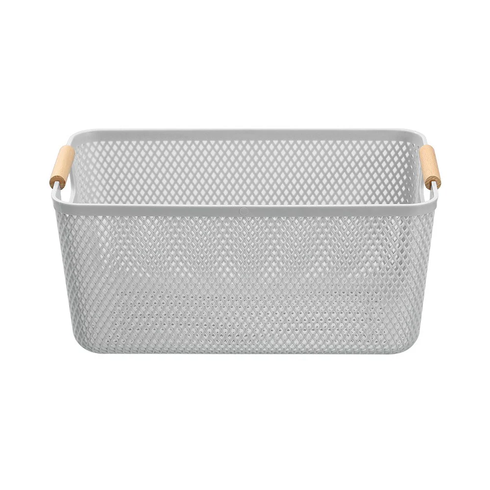 MESH PLASTIC BASKET WOOD HANDLE 10L 35X22X16CM 3 ASSTD - Image 4