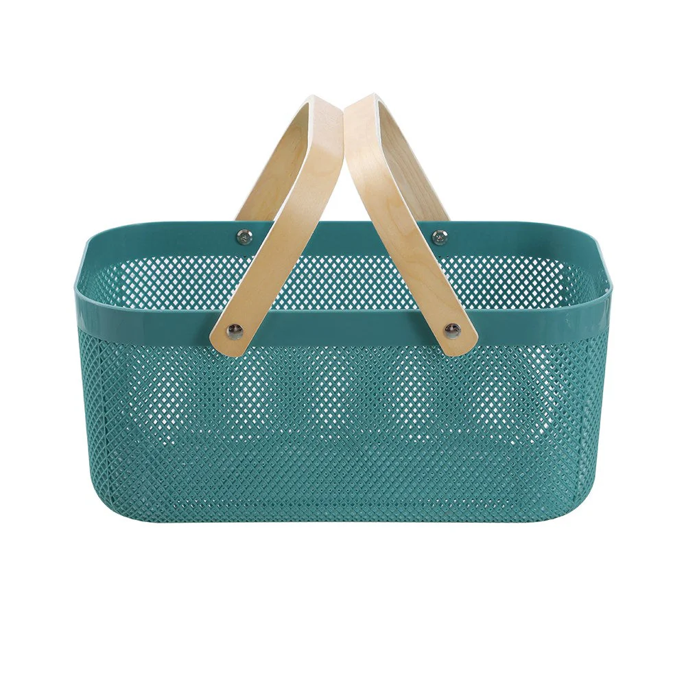 MESH PLASTIC BASKET WOOD HANDLE 15L 40X24.5X18CM