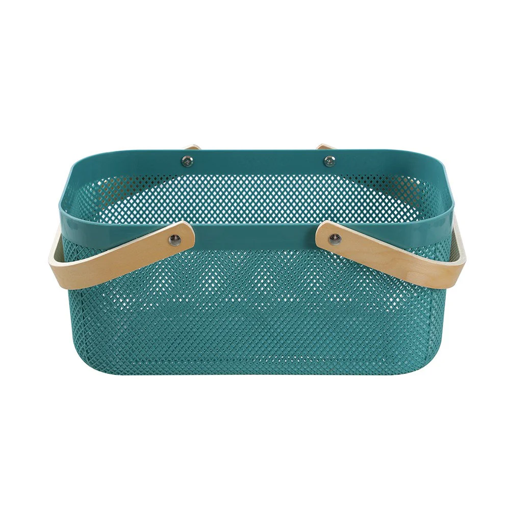 MESH PLASTIC BASKET WOOD HANDLE 15L 40X24.5X18CM - Image 4