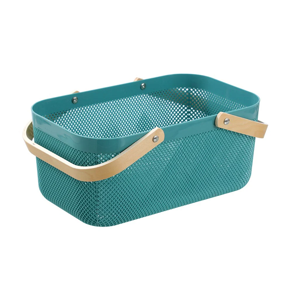 MESH PLASTIC BASKET WOOD HANDLE 15L 40X24.5X18CM - Image 5