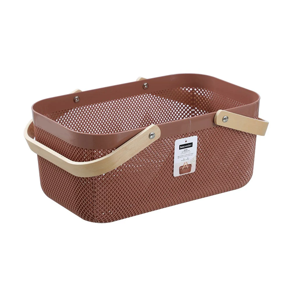 MESH PLASTIC BASKET WOOD HANDLE 15L 40X24.5X18CM - Image 6