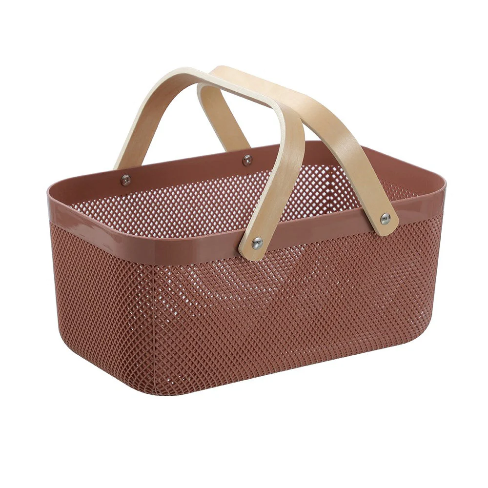 MESH PLASTIC BASKET WOOD HANDLE 15L 40X24.5X18CM - Image 8