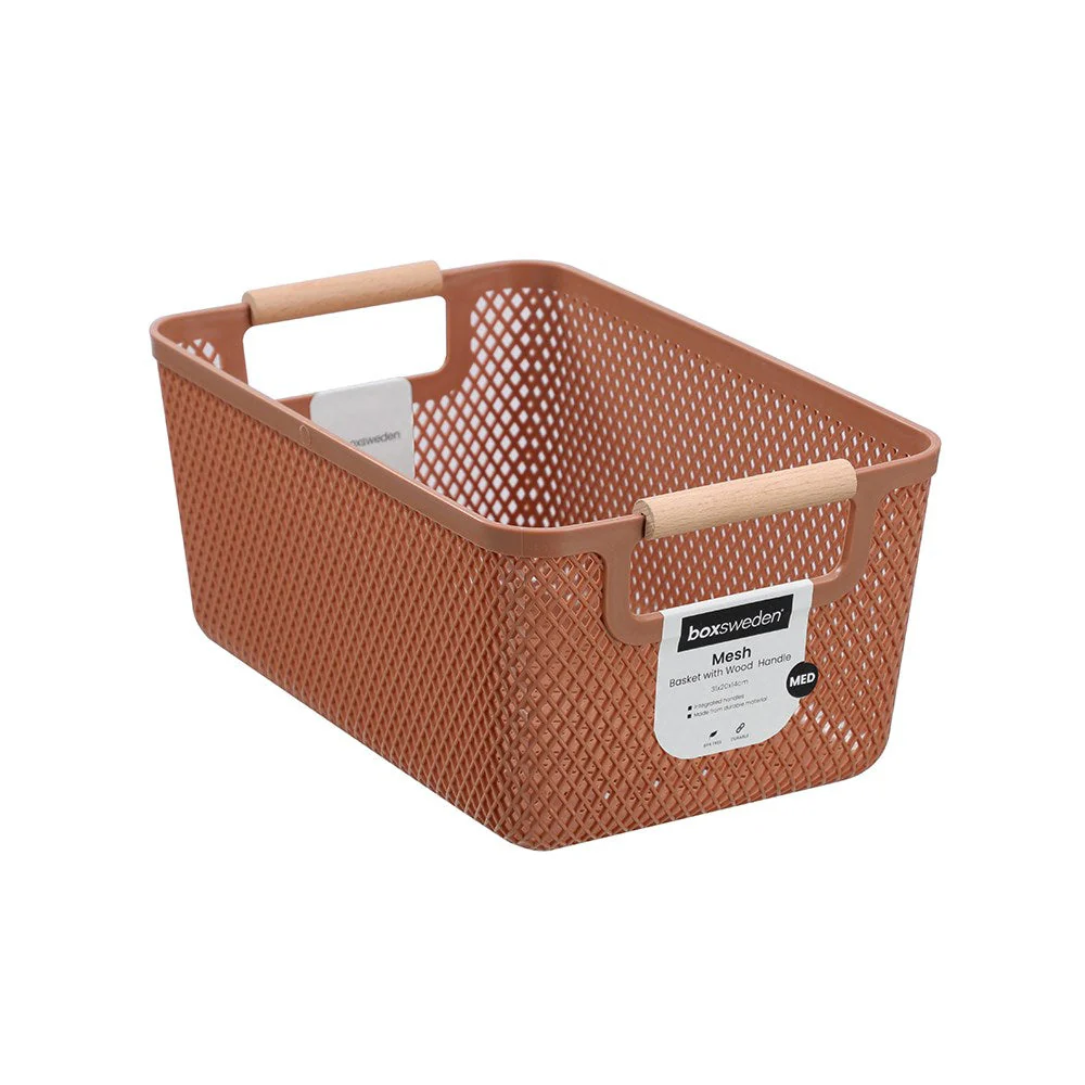 MESH PLASTIC BASKET WOOD HANDLE 7.5L 31X20X14CM - Image 5