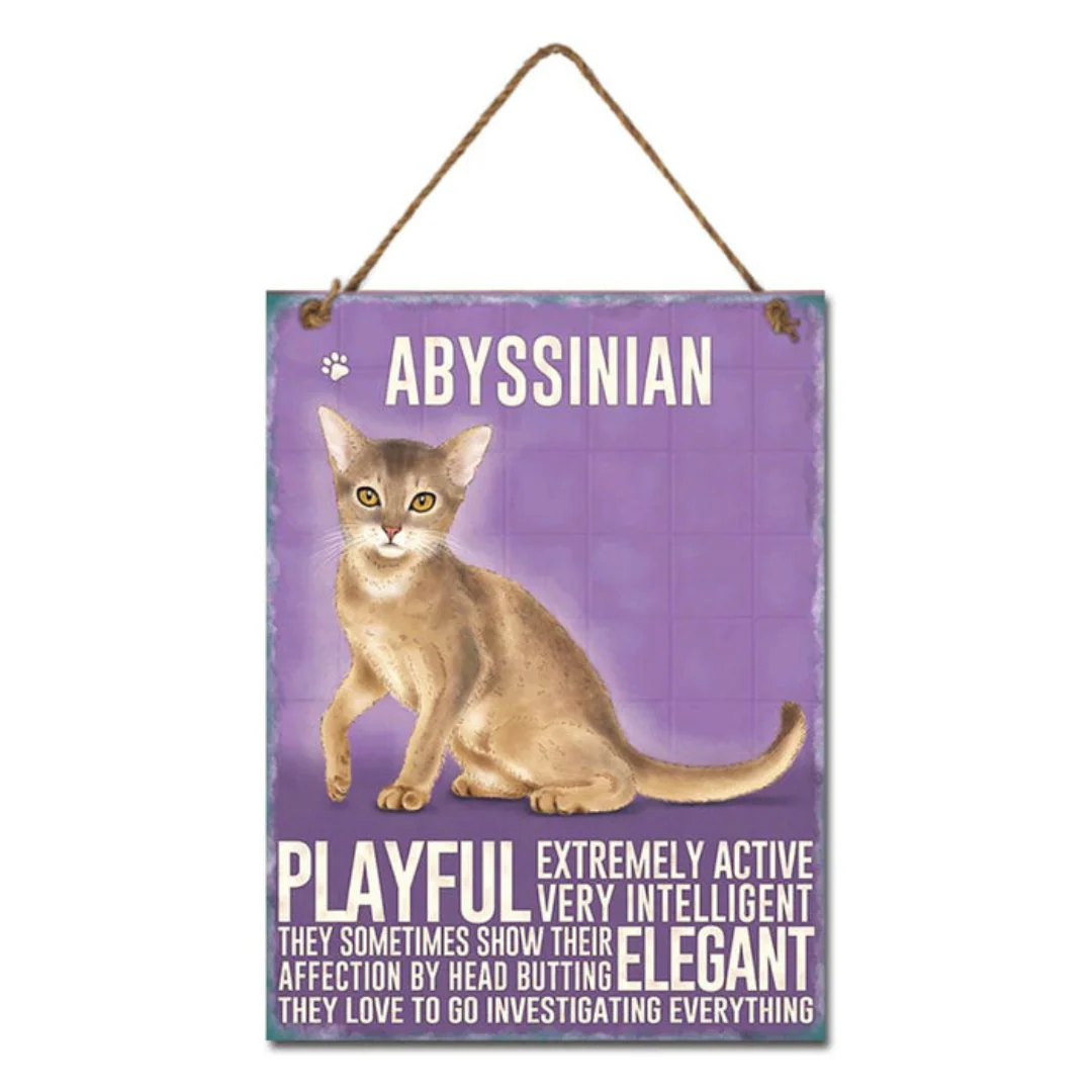 Metal Abyssinian Cat Wall Hanging 20x27cm
