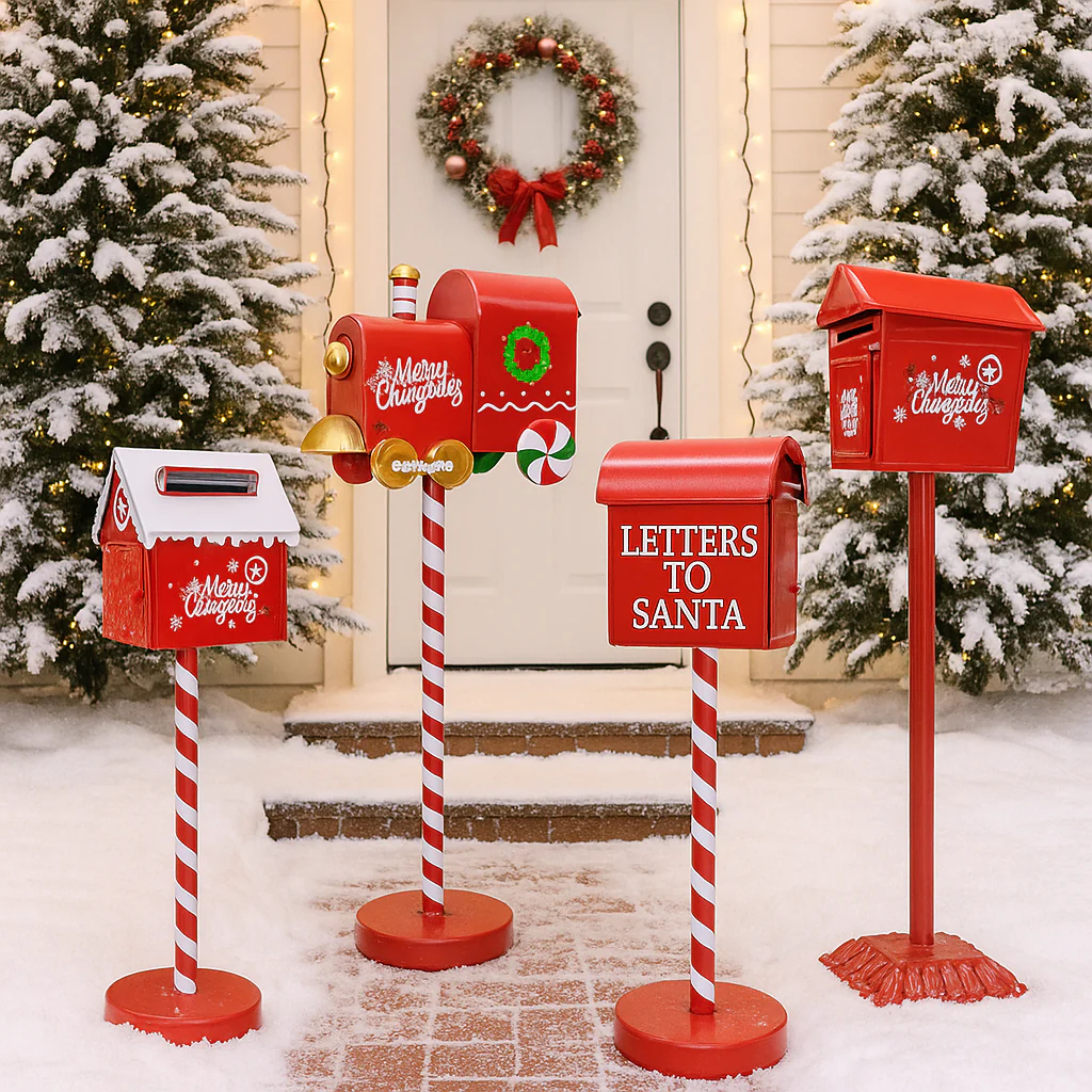Metal Candy Cane Letterbox 50cm Assorted