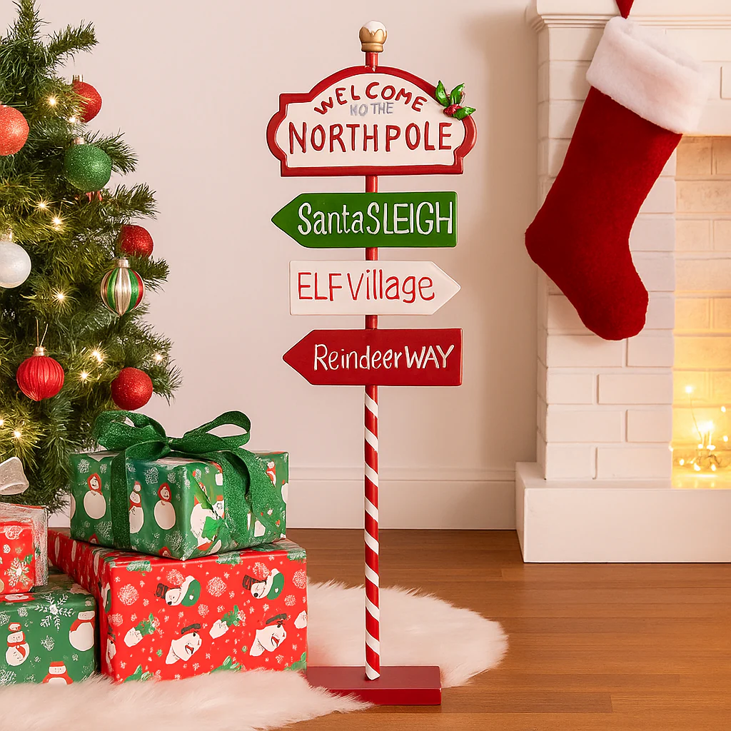 Metal Christmas Sign 23x9x57cm