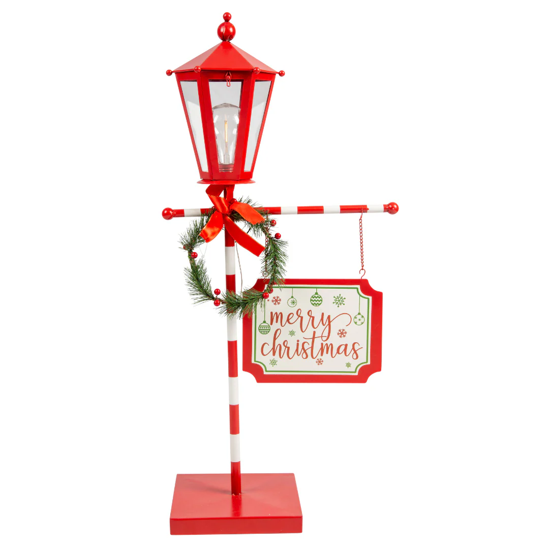 Metal Light Up Lamp With Sign 80cm