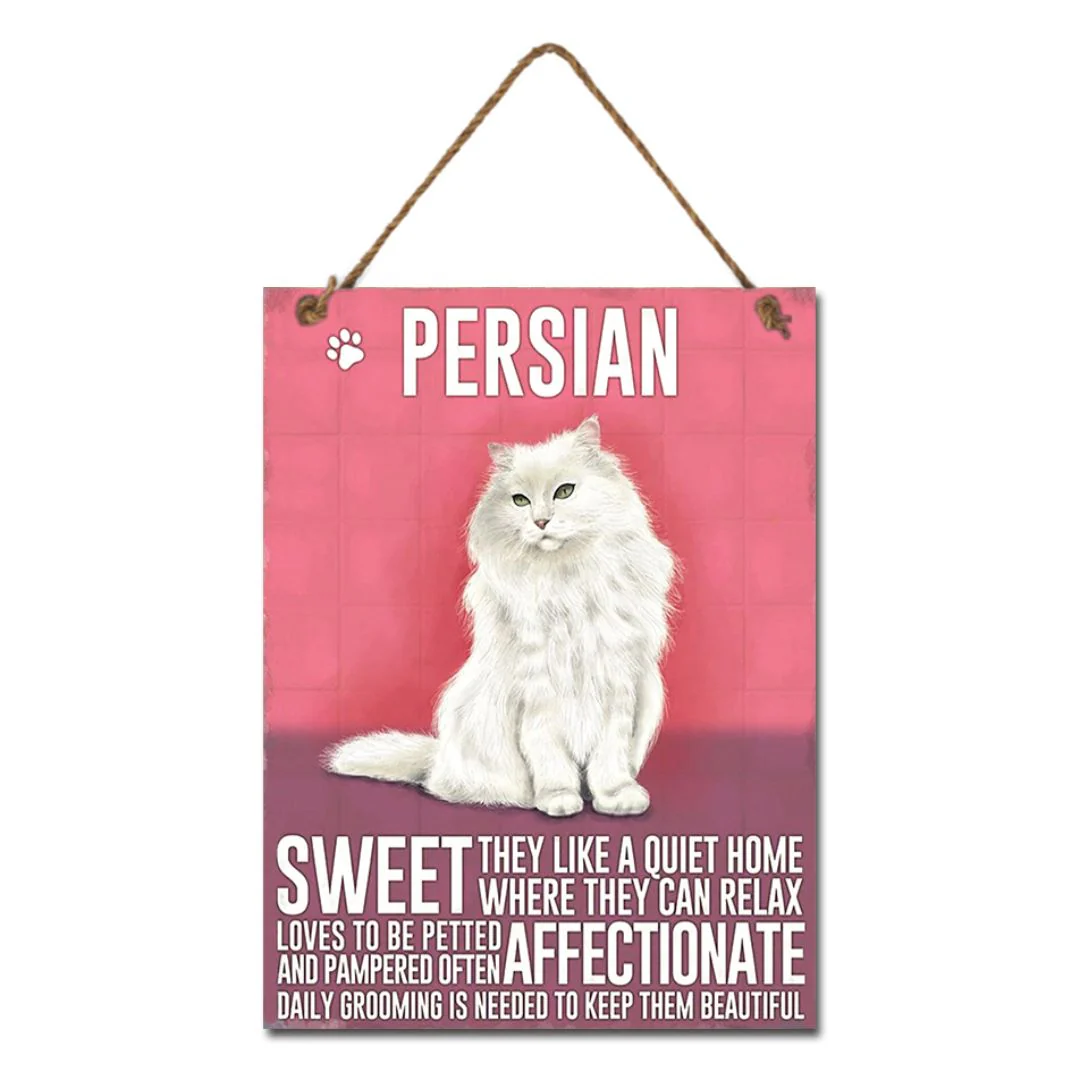 Metal Persian Cat Wall Hanging 20x27cm