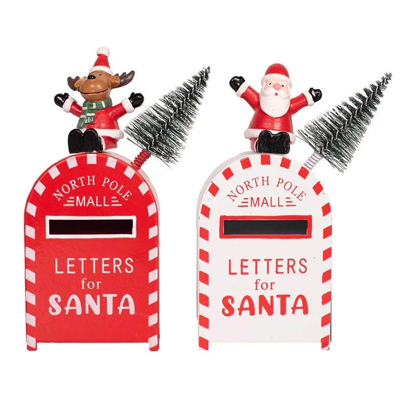 Metal Post Box Tree Ornament 6.5x3.7x14cm Assorted - Image 2