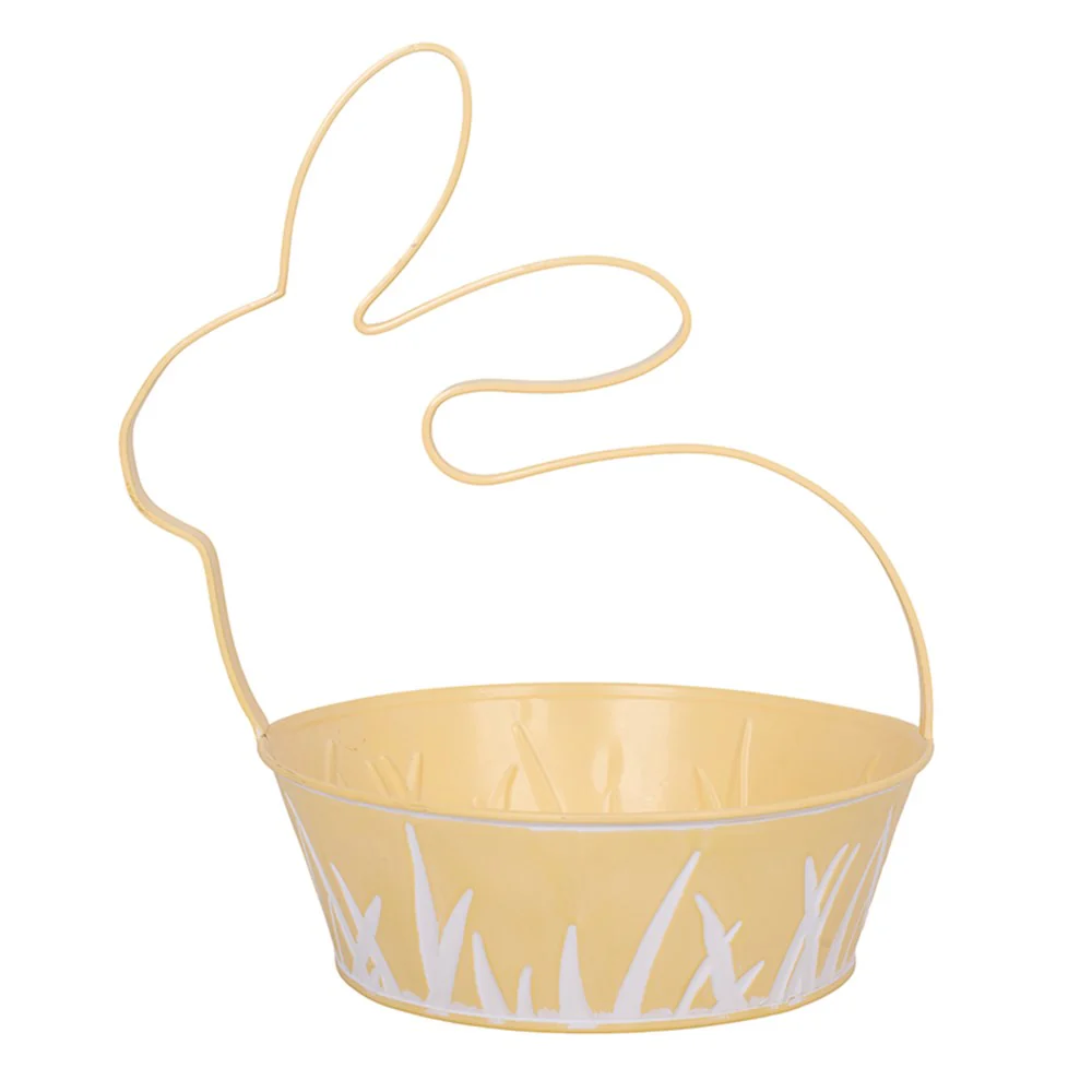 METAL YELLOW BUNNY SHAPE EASTER BASKET 19X7CM