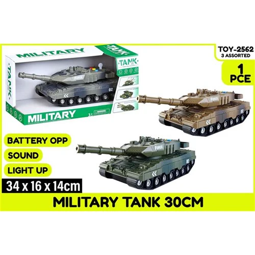 Military Tank L/Up&Snd B/Opp 30cm