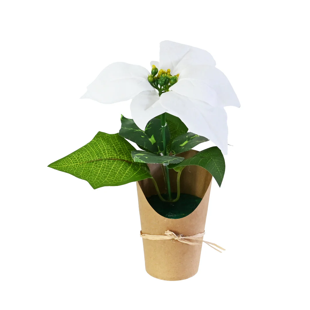 Mini Flocked Poinsettia Pot 21cm Assorted - Image 4