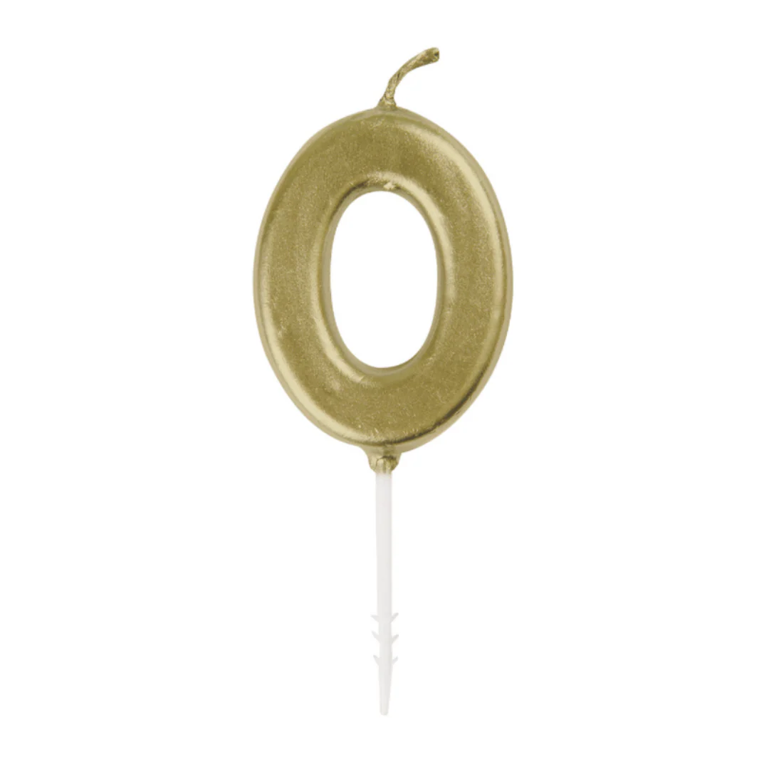 Mini Gold Numeral Pick Candles - 0 - Image 2