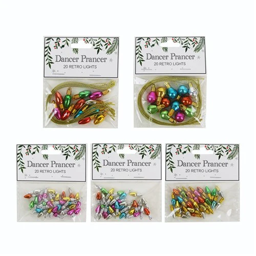 Mini Retro Lights 20Pk 4 assorted