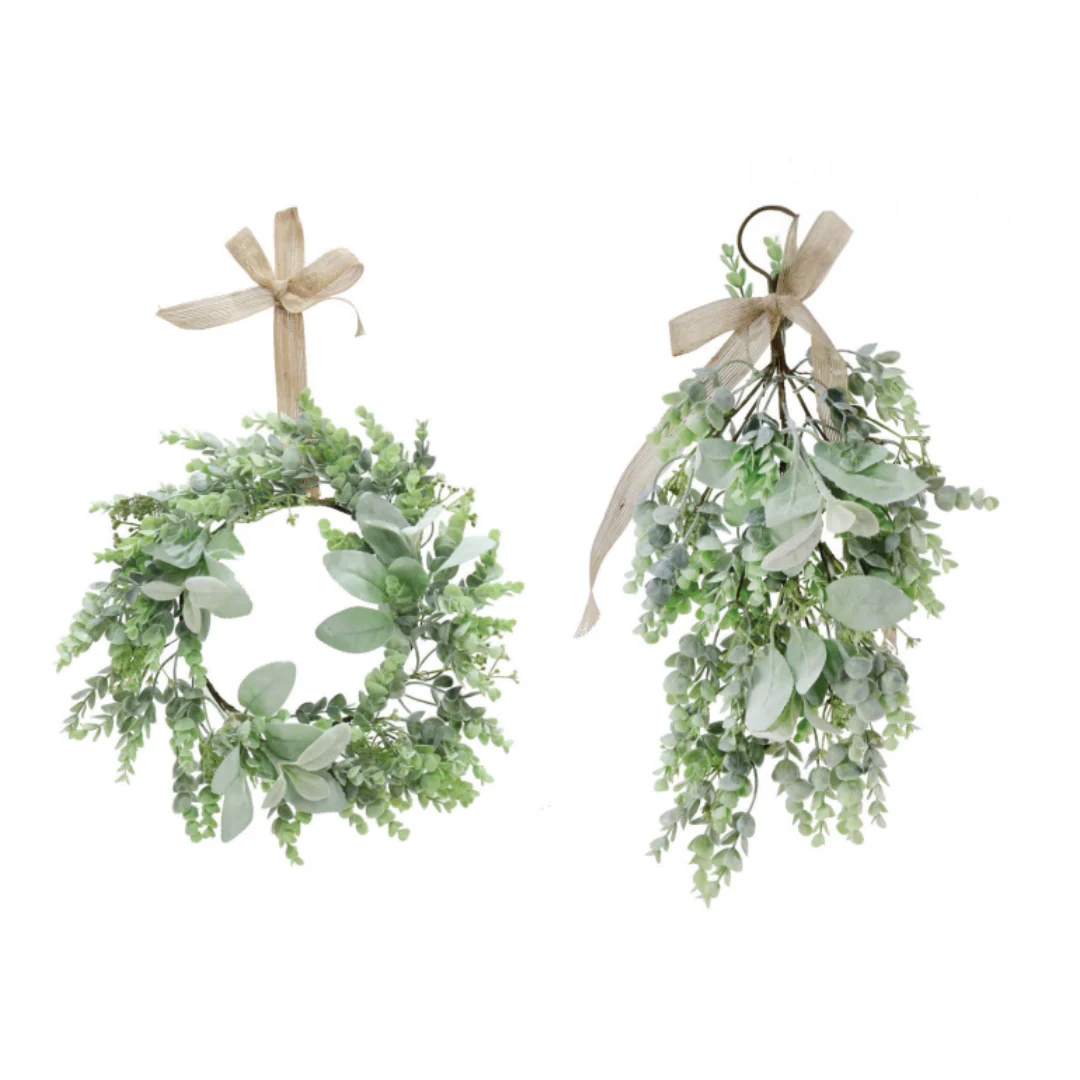 Mistletoe Wreath Swag Natural Bow Assorted