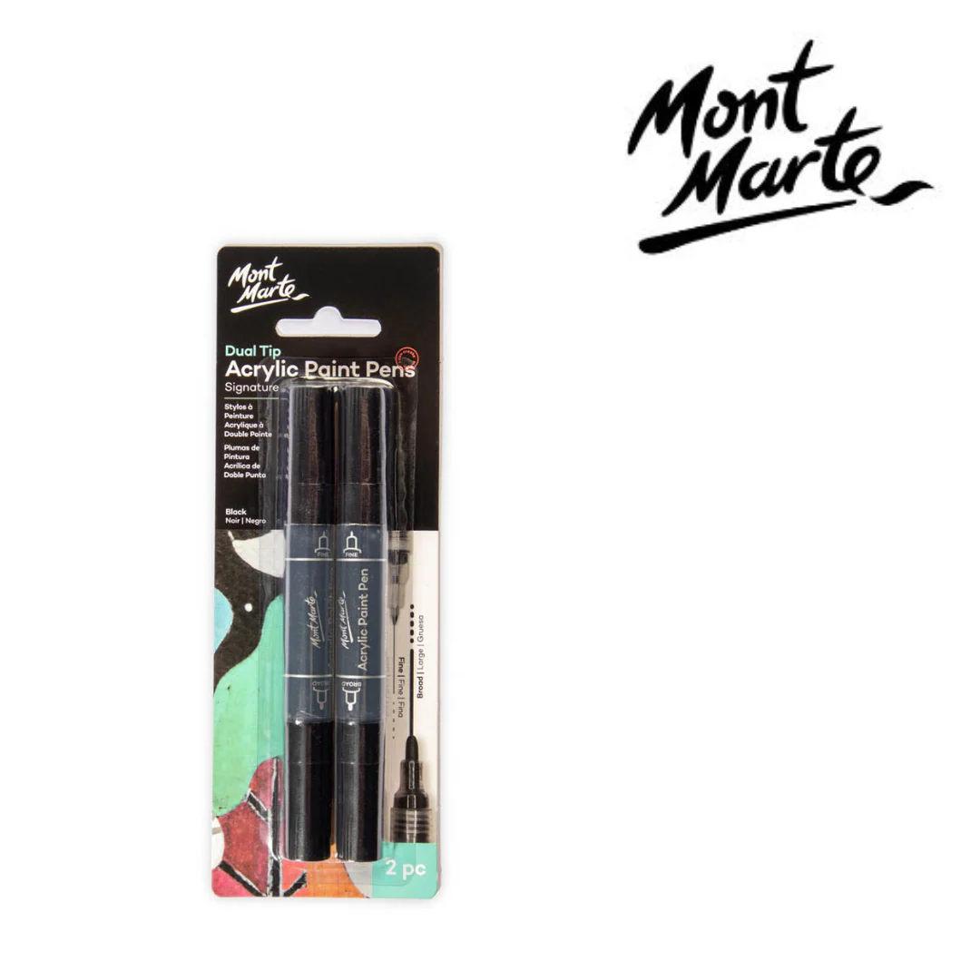 MM Acrylic Paint Pens Dual Tip Black 2pc