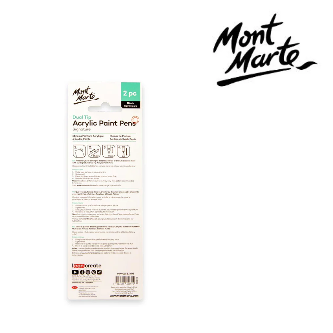 MM Acrylic Paint Pens Dual Tip Black 2pc - Image 2