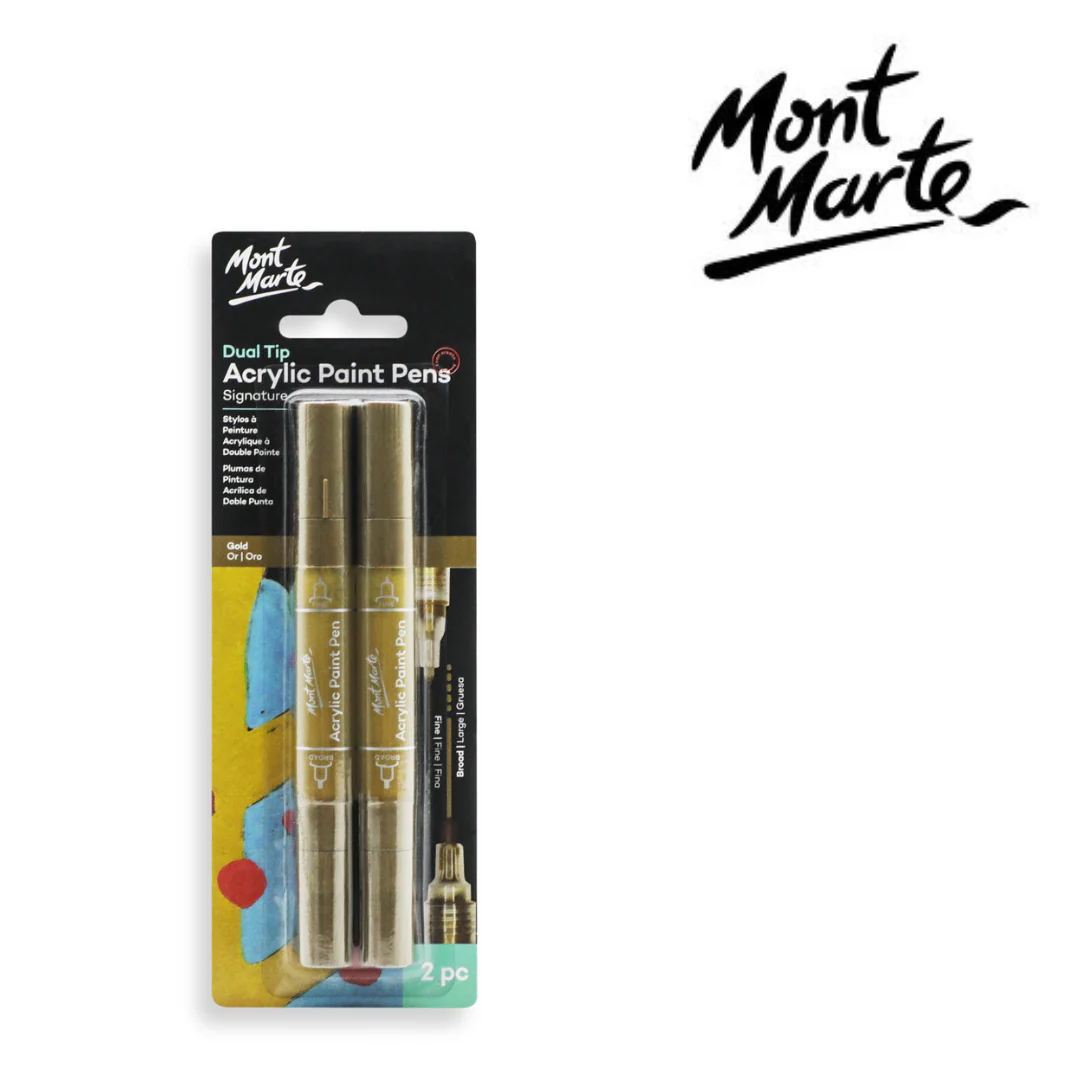 MM Acrylic Paint Pens Dual Tip Gold 2pc