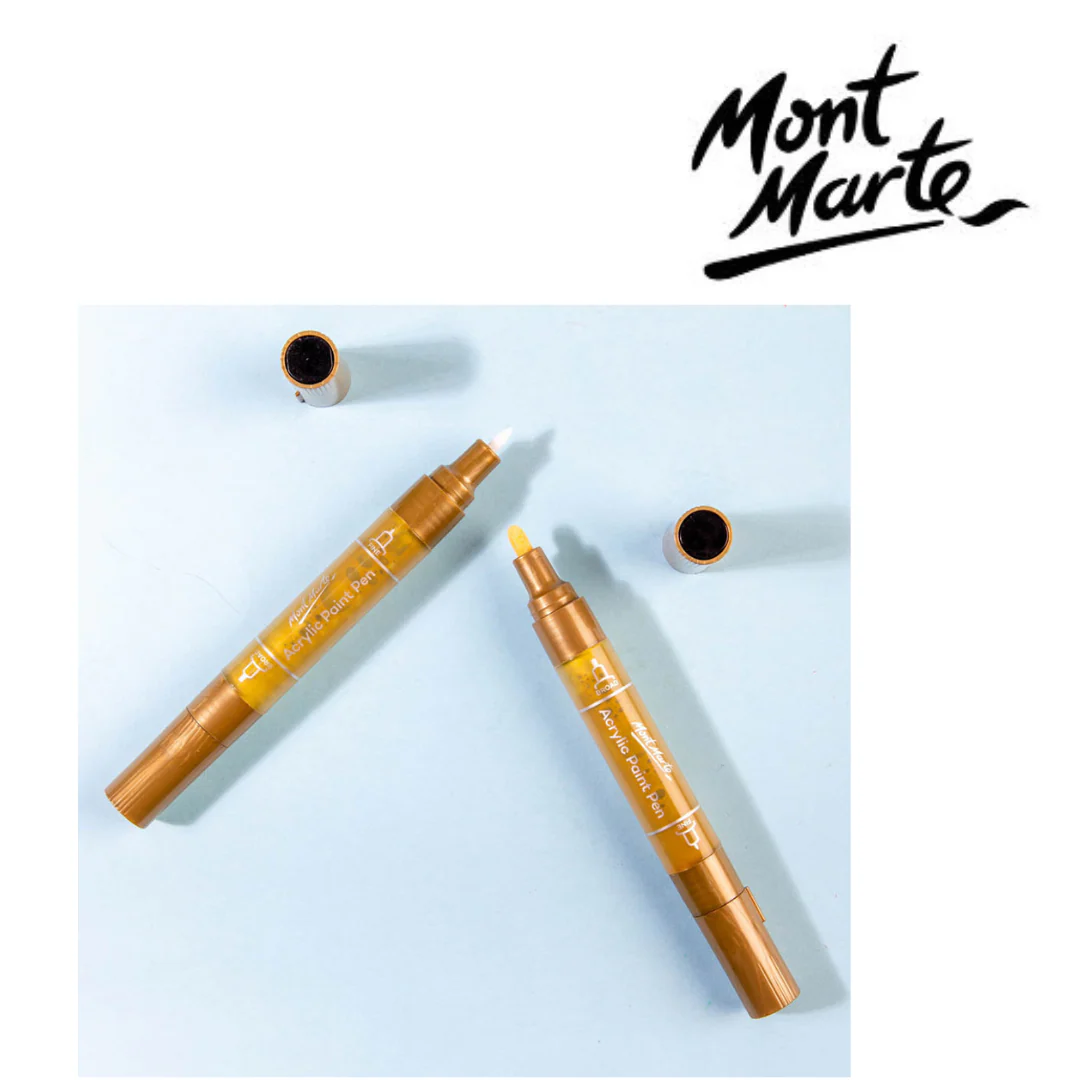 MM Acrylic Paint Pens Dual Tip Gold 2pc - Image 4