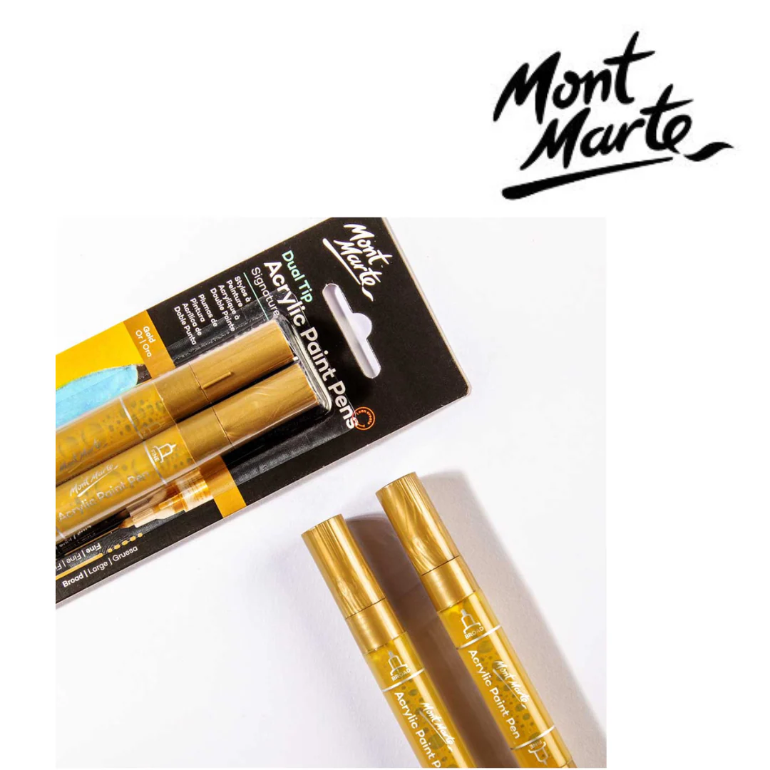 MM Acrylic Paint Pens Dual Tip Gold 2pc - Image 5