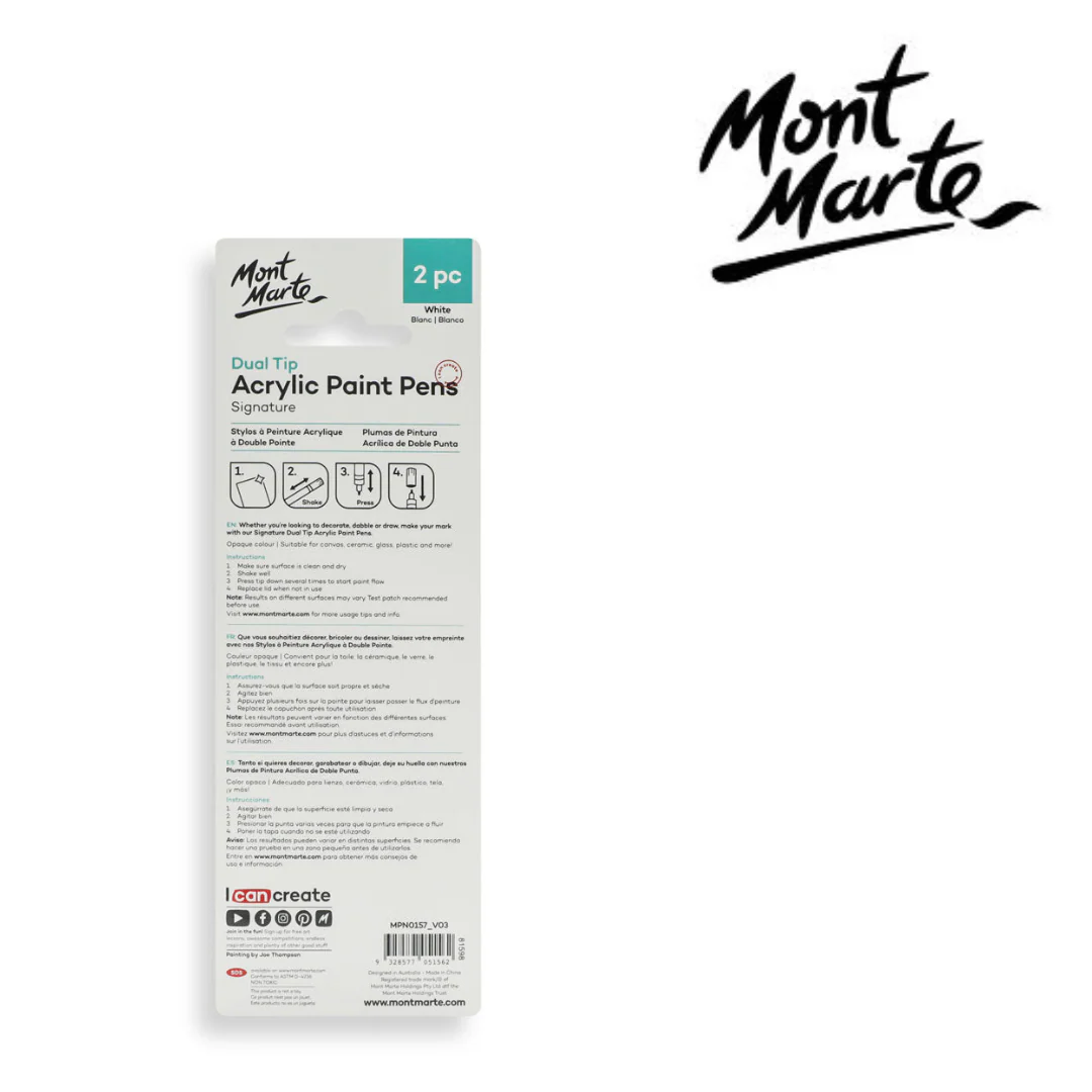 MM Acrylic Paint Pens Dual Tip White 2pc - Image 2