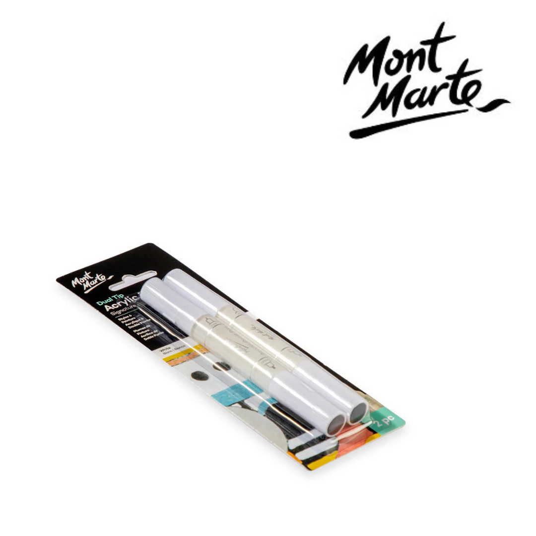 MM Acrylic Paint Pens Dual Tip White 2pc - Image 3