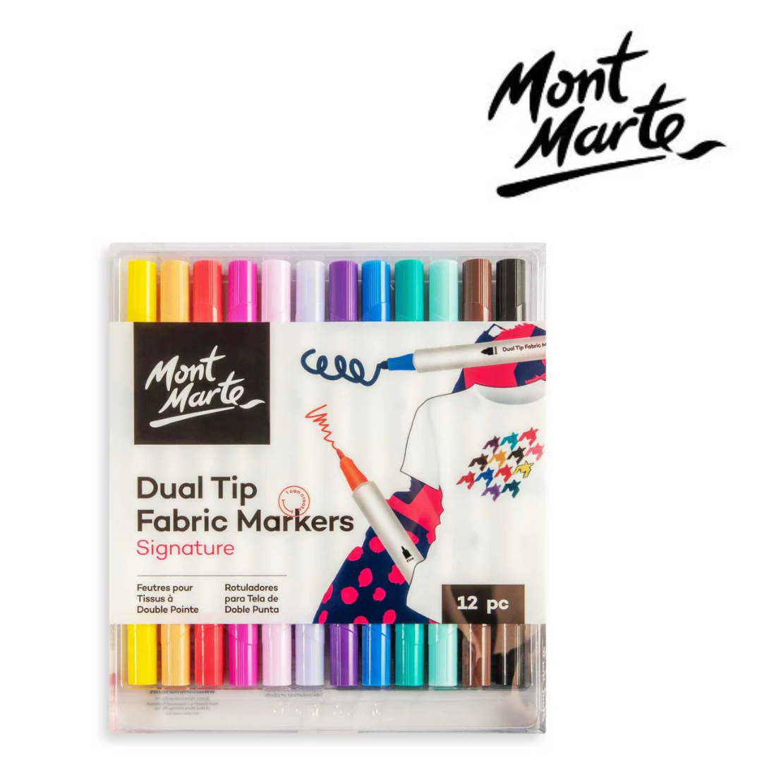 MM Dual Tip Fabric Markers 12pc