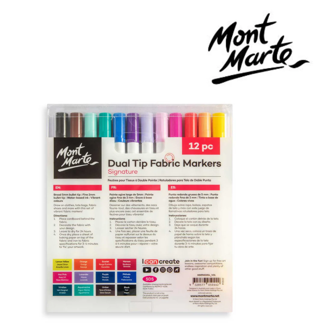 MM Dual Tip Fabric Markers 12pc - Image 2
