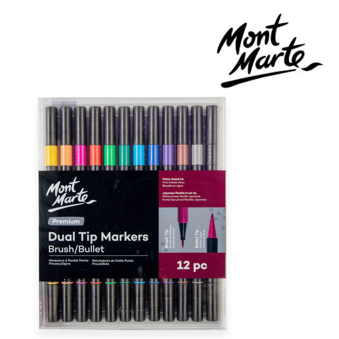 MM Dual Tip Markers Brush Bullet 12pc