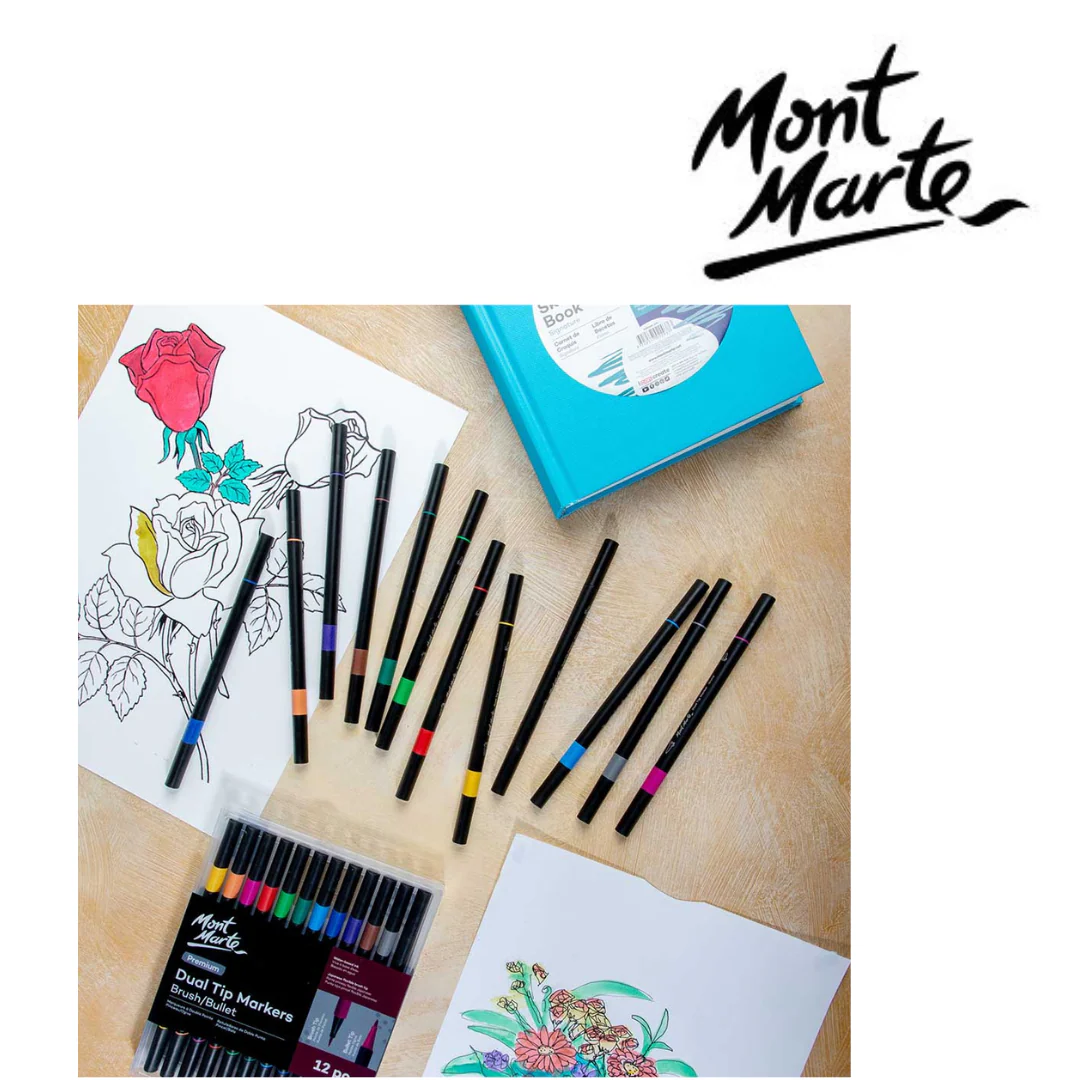 MM Dual Tip Markers Brush Bullet 12pc - Image 6