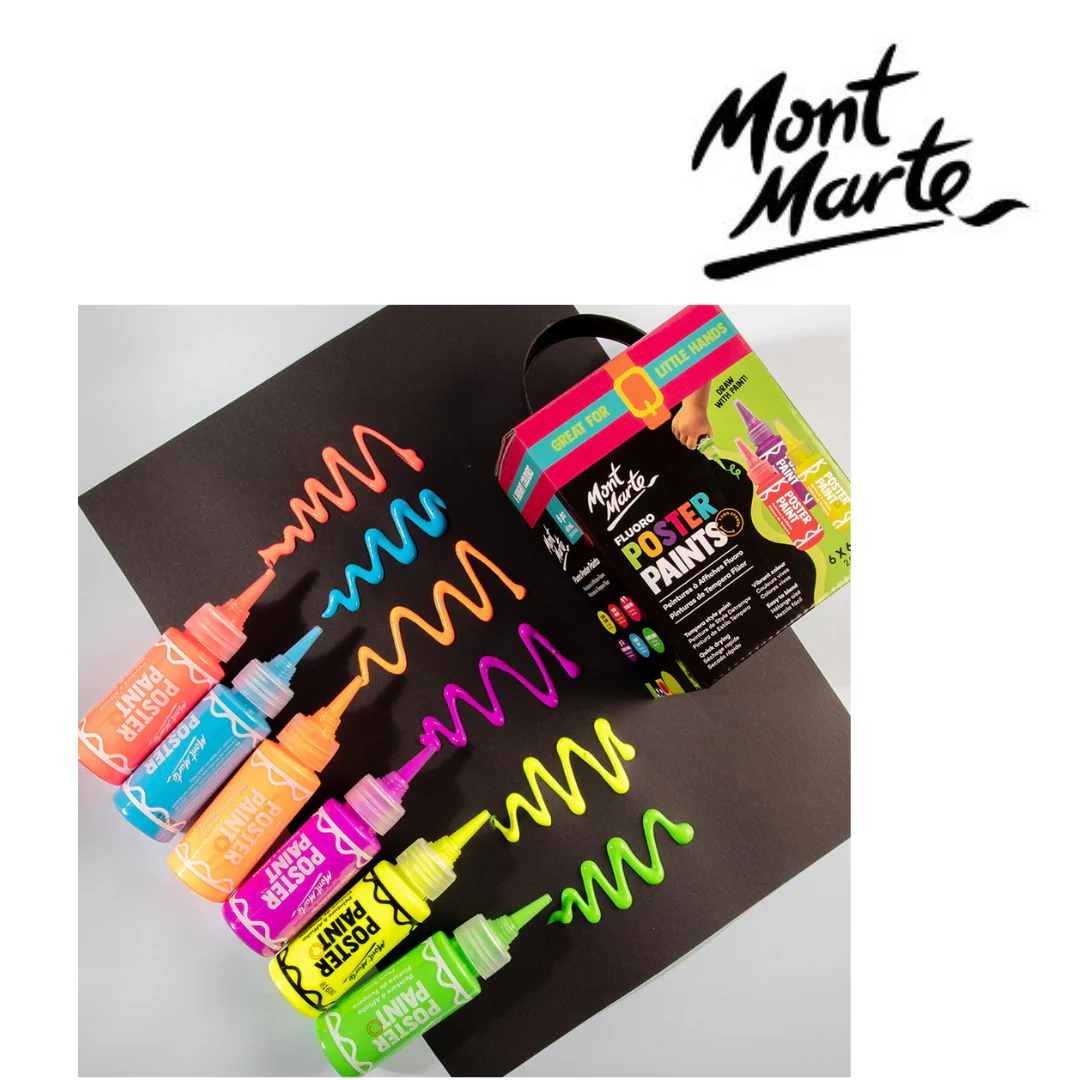 Mont Marte Fluoro Poster Paint Set 6pc x 60ml - Image 8