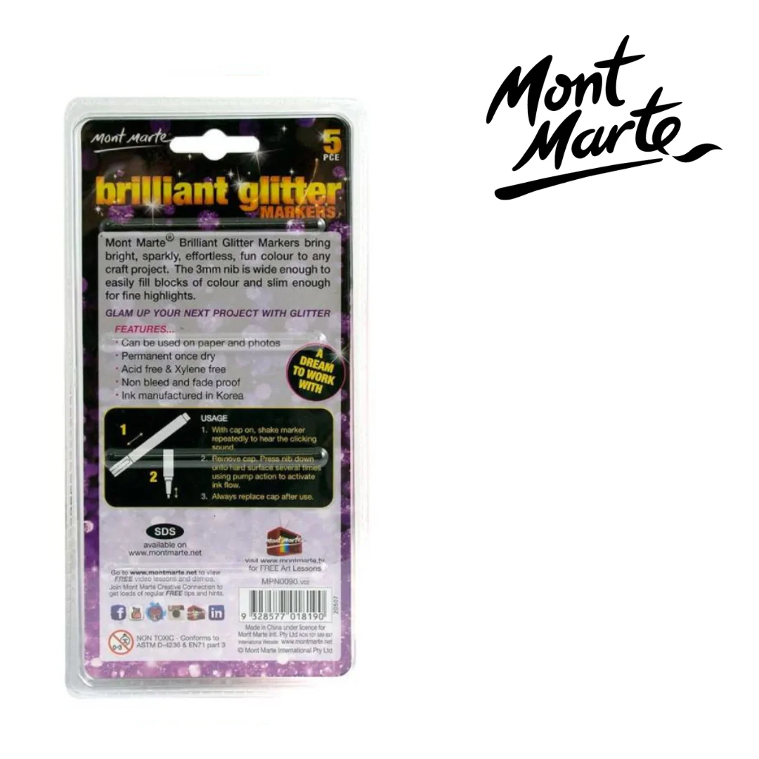 MM Glitter Markers 5pc - Image 2