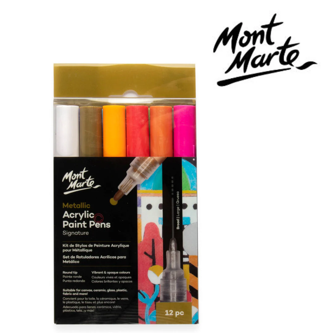 MM Metallic Acrylic Paint Pens Broad Tip 12pc