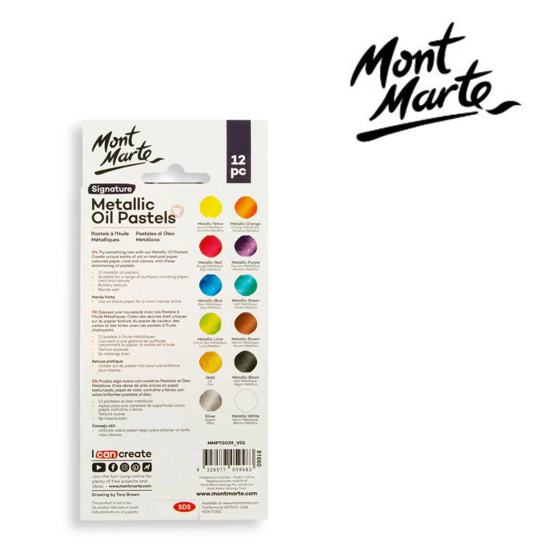 MM Metallic Oil Pastels 12pc - Image 2