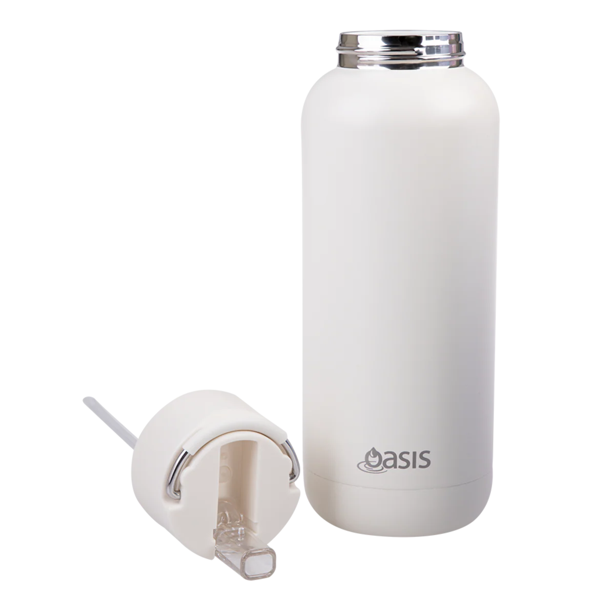 Oasis Moda Ceramic Lined Stainless Steel Triple Wall Insulated Drink Bottle with straw 1 Litre Alabaster - Image 11