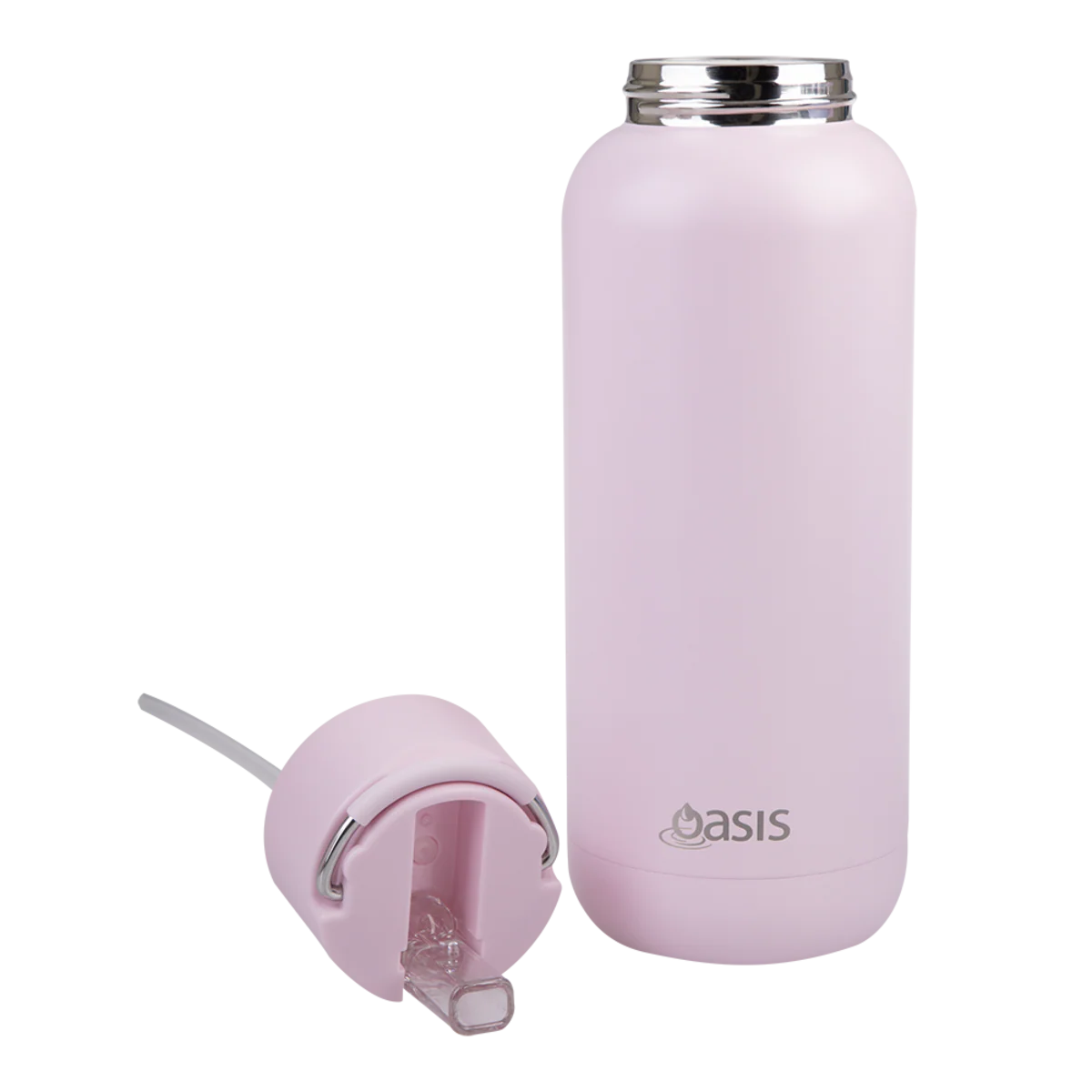 Oasis Moda Ceramic Lined Stainless Steel Triple Wall Insulated Drink Bottle with straw 1 Litre Pink Lemonade - Image 11