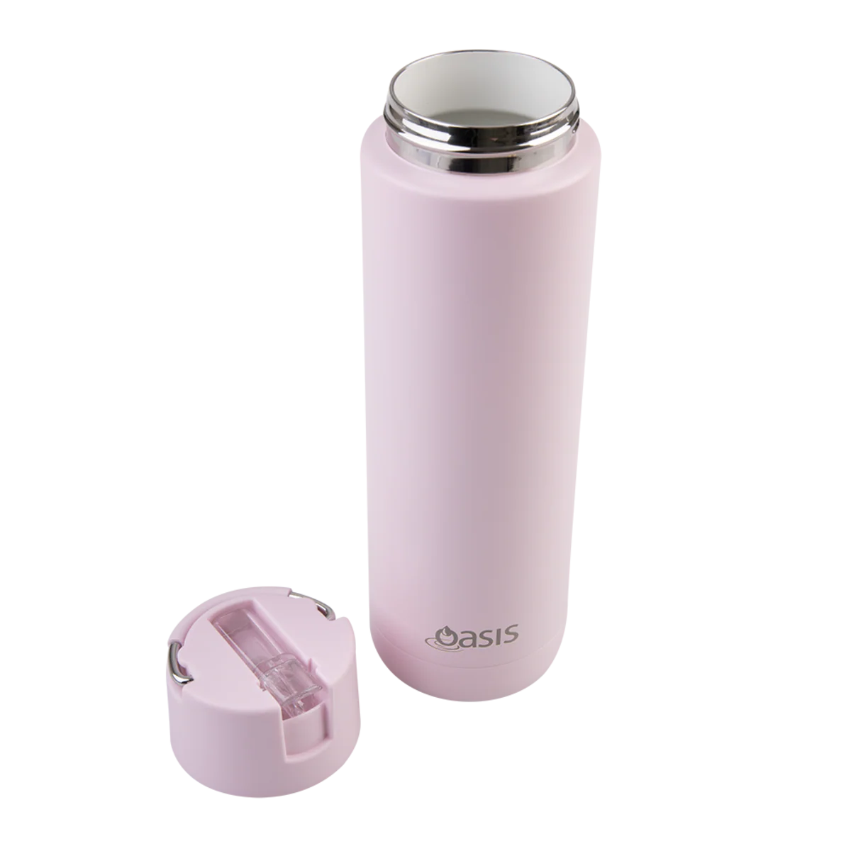 Oasis Moda Ceramic Lined Stainless Steel Triple Wall Insulated Drink Bottle with straw 700ml Pink Lemonade - Image 9
