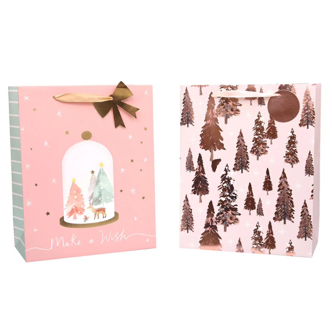 Modern Hot Stamping Gift Bag Pink XL 2pk