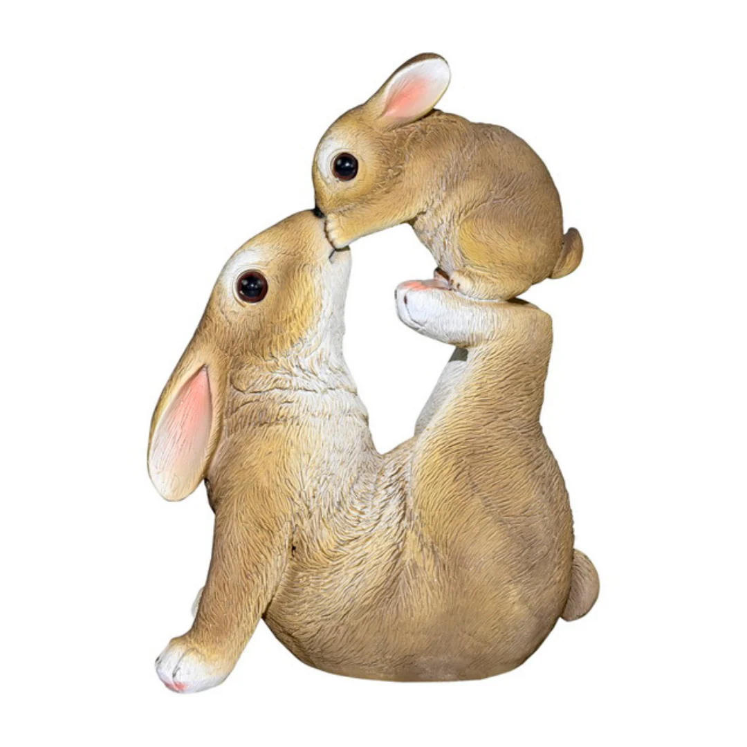 Mum and Baby Kissing Bunny Rabbits 27cm