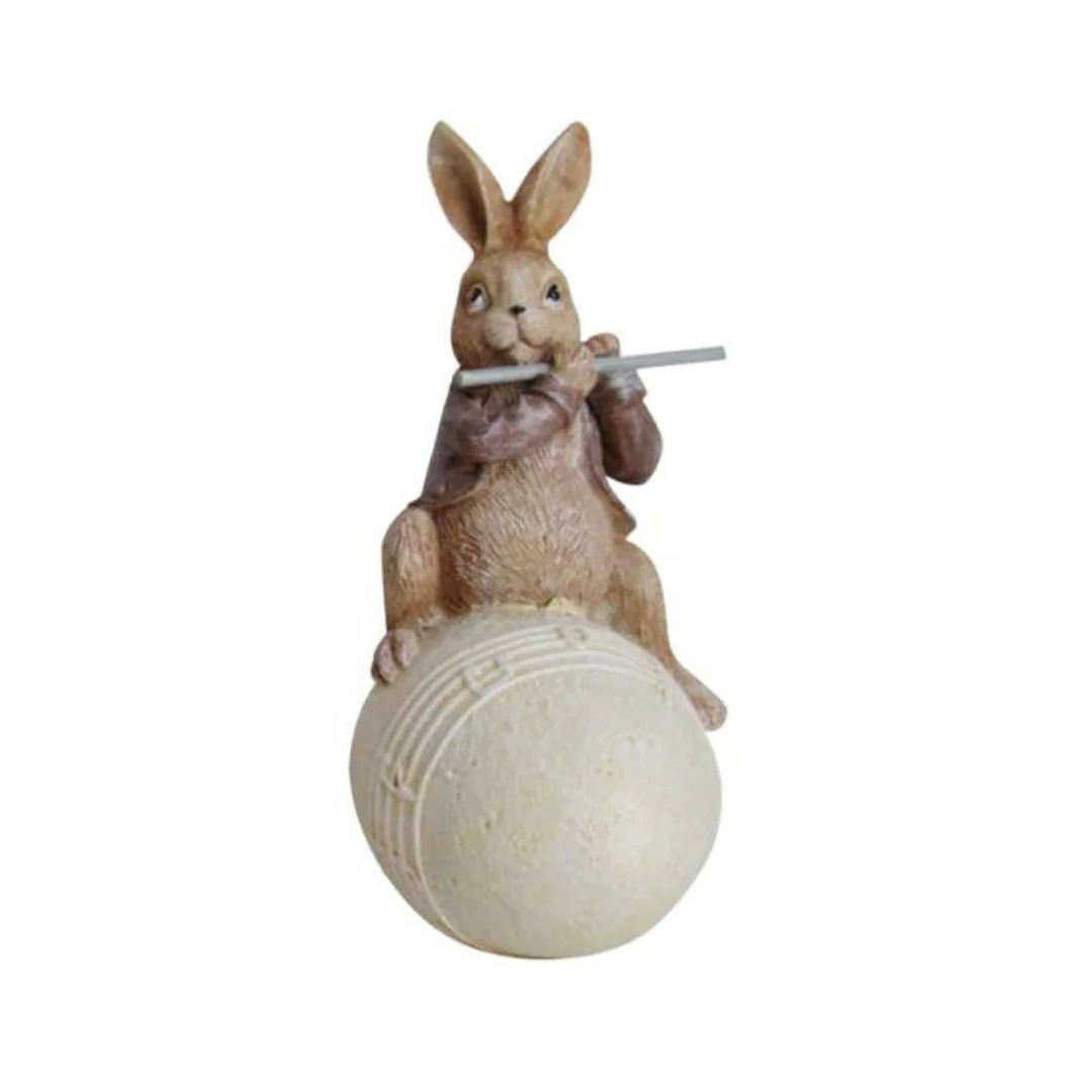 3A MUSICAL BUNNIES ON EGG POLYRESIN 6x6x14.5CM - Image 2