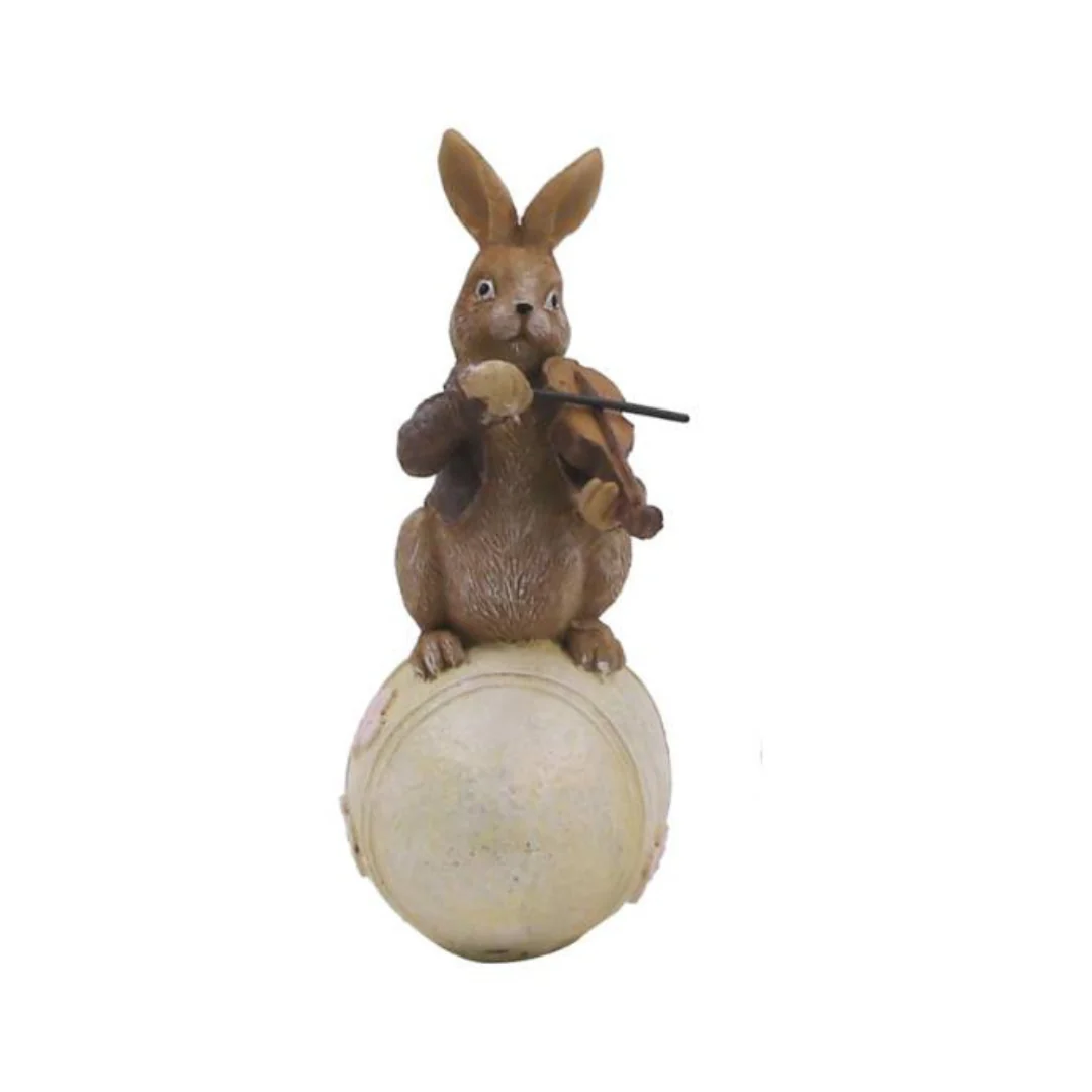 3A MUSICAL BUNNIES ON EGG POLYRESIN 6x6x14.5CM - Image 3
