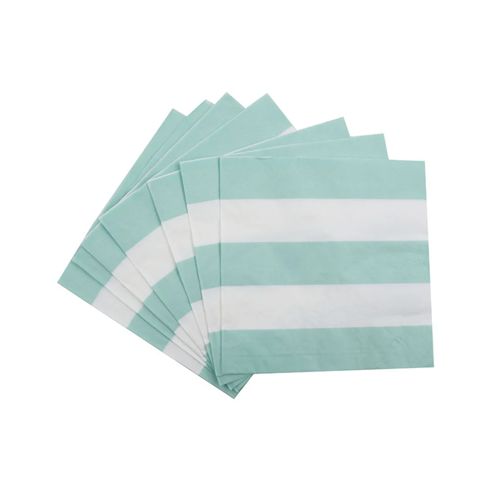 Napkin 2Ply 20Pk Mint Striped 33X33Cm
