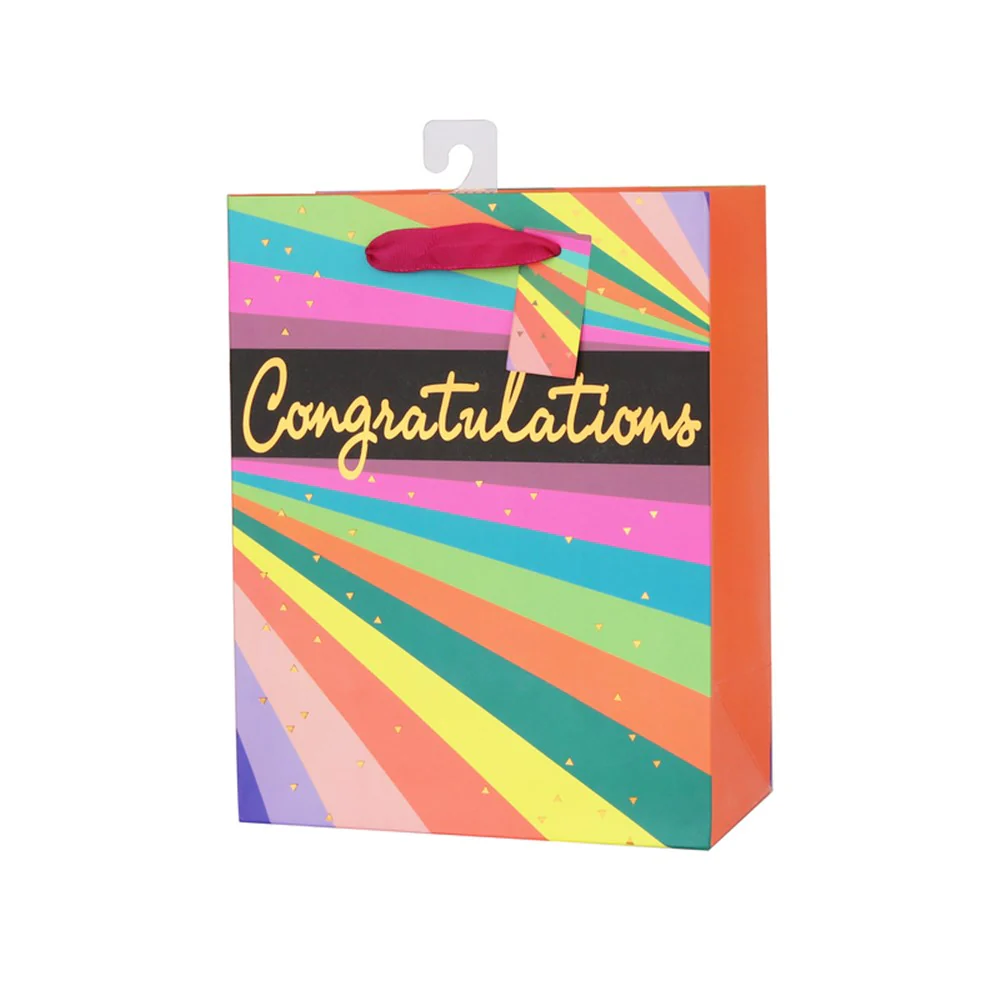 NEON STRIPES GIFT BAG LGE 26X32X12CM