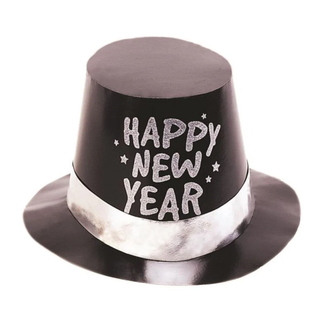 New Years Foil Glitter Top Hat Bulk