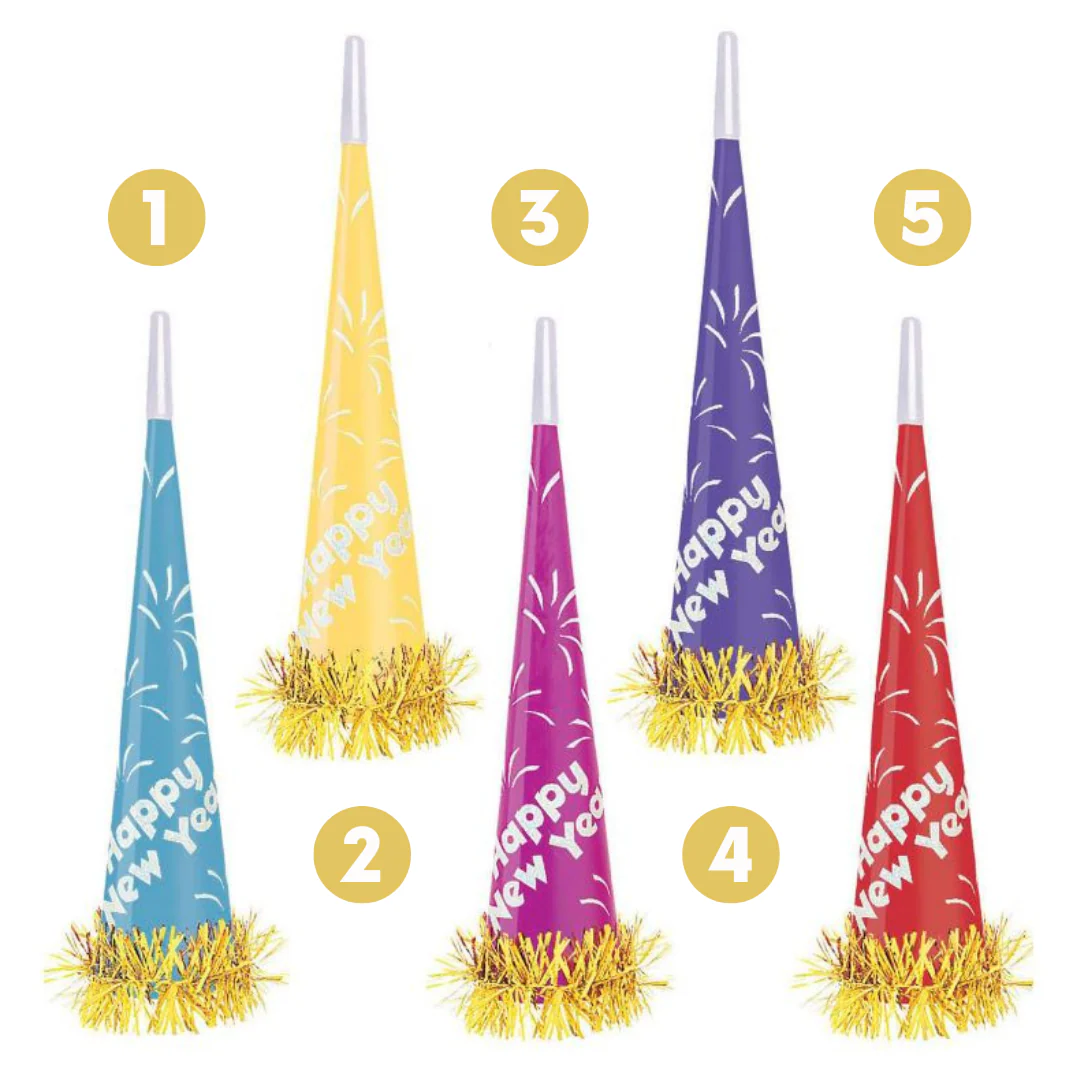 Giant 16in Foil New Year Horn - Assorted Colours