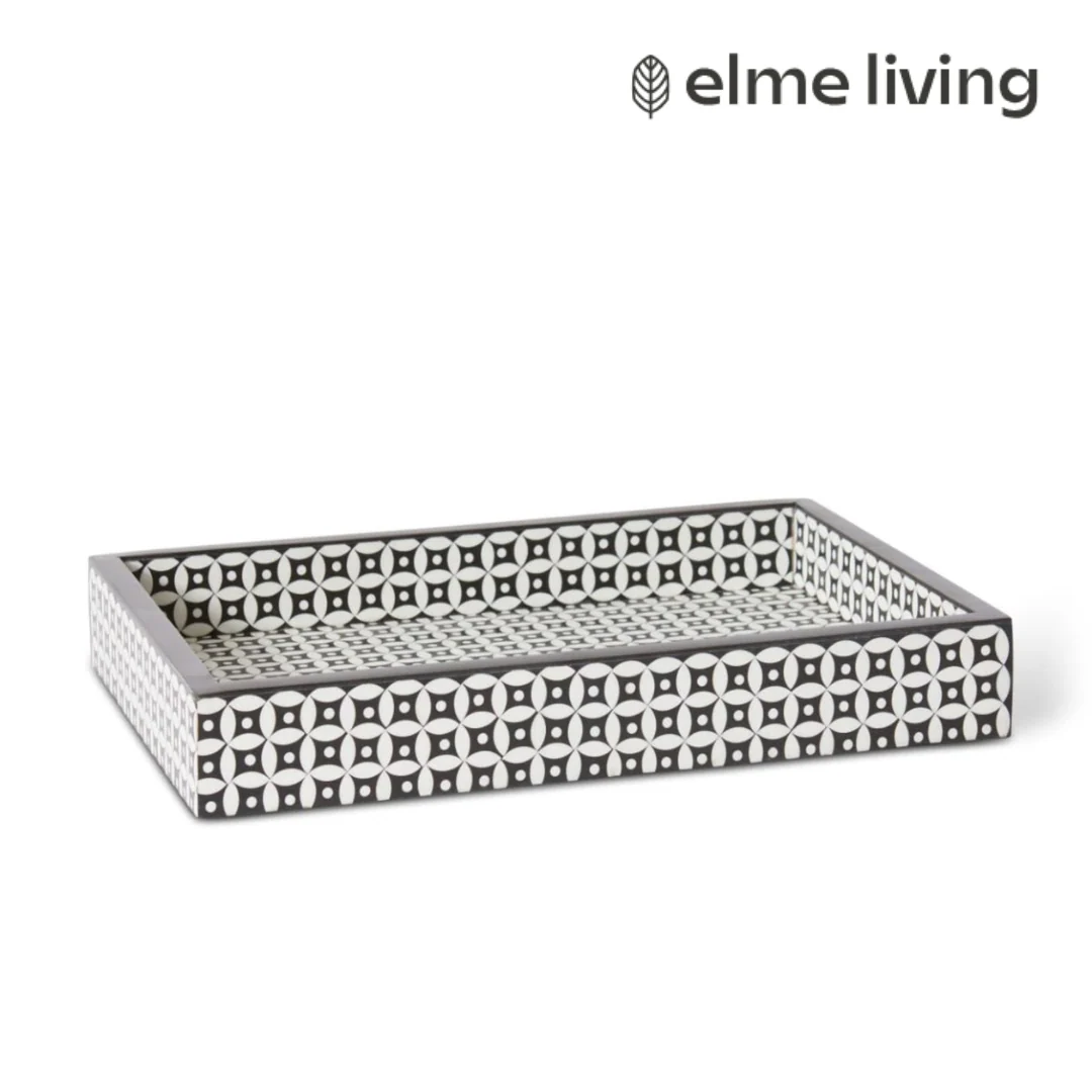 Nicolette Decor Tray 35x25x5cm Black/White