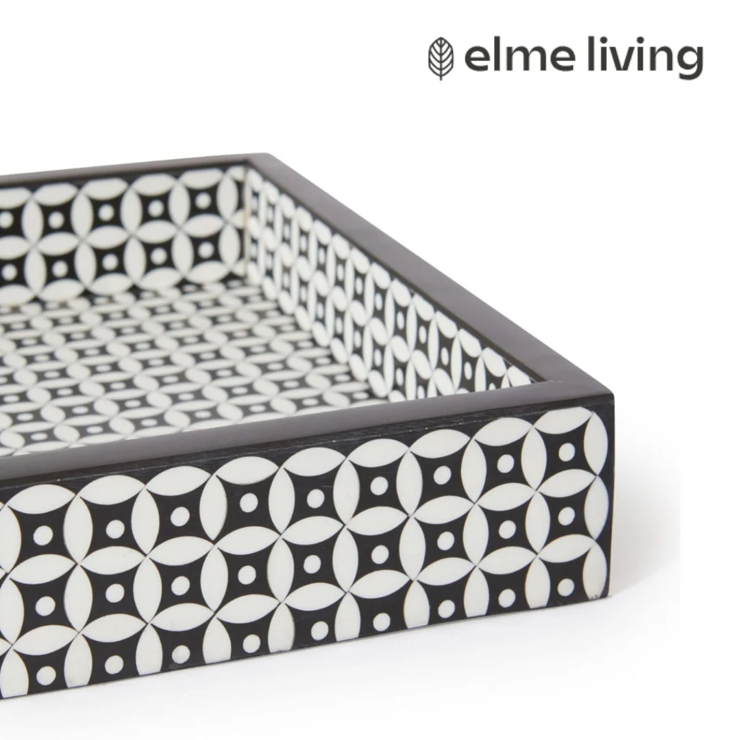Nicolette Decor Tray 35x25x5cm Black/White - Image 2