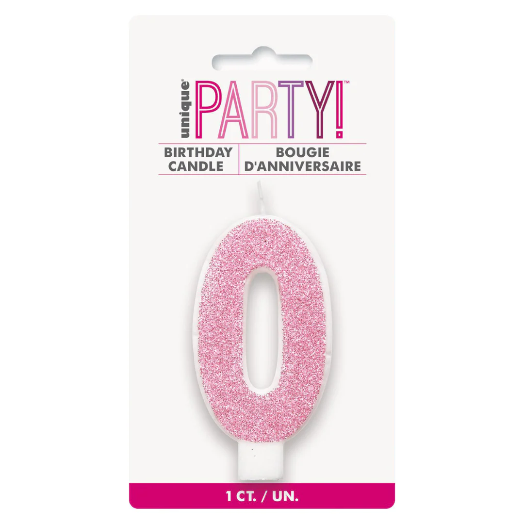 Numeral Candle 0 - Glitter Pink